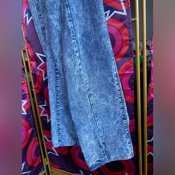 Vintage Beret Boiler Suit Jumpsuit Denim Acid Wash Zip Batwing Dolman 80s Jean - Picture 13 of 15